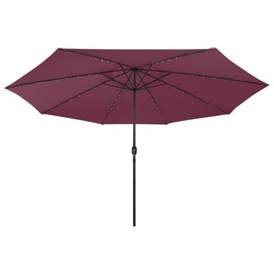 vidaXL Garden Parasol with LED Lights 400 cm Bordeaux Red