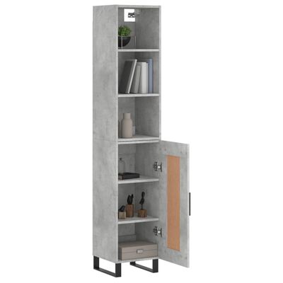 vidaXL Highboard Concrete Grey 34.5x34x180 cm Engineered Wood