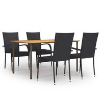 vidaXL 5 Piece Garden Dining Set Poly Rattan Black