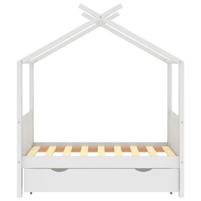 vidaXL Kids Bed Frame with a Drawer White Solid Pine Wood 70x140 cm