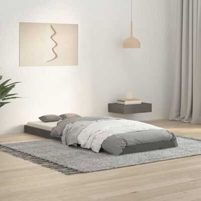 vidaXL Bed Frame without Mattress Grey 75x190 cm Small Single Solid Wood Pine