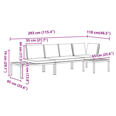 vidaXL 3 Piece Garden Sofa Set with Cushions Black Aluminium