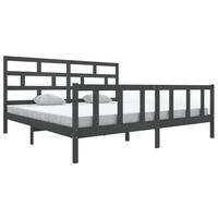 vidaXL Bed Frame without Mattress Grey Solid Wood 200x200 cm (810104+814216)