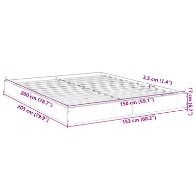 vidaXL Bed Frame without Mattress Black 150x200 cm King Size Engineered Wood