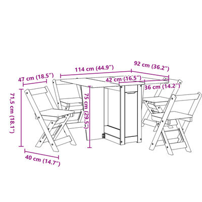 vidaXL 5 Piece Butterfly Dining Set Corona Foldable White Pinewood