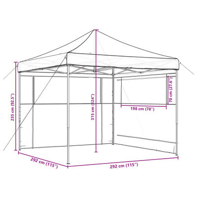 vidaXL Foldable Party Tent Pop-Up with 2 Sidewalls Black