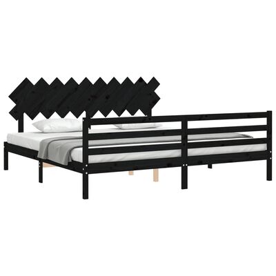 vidaXL Bed Frame without Mattress Black 200x200 cm Solid Wood