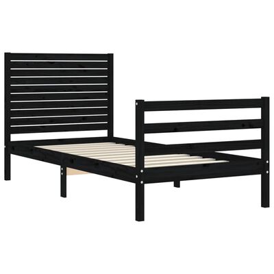 vidaXL Bed Frame without Mattress Black 90x200 cm Solid Wood