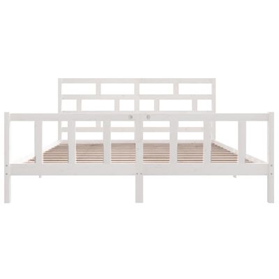 vidaXL Bed Frame without Mattress White Solid Wood Pine Super King