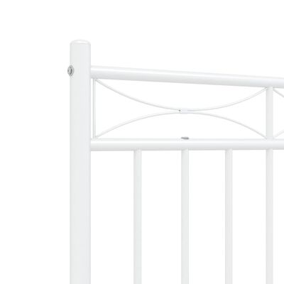 vidaXL Metal Bed Frame without Mattress with Headboard White 135x190 cm Double