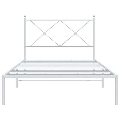 vidaXL Metal Bed Frame without Mattress with Headboard White 100x200 cm