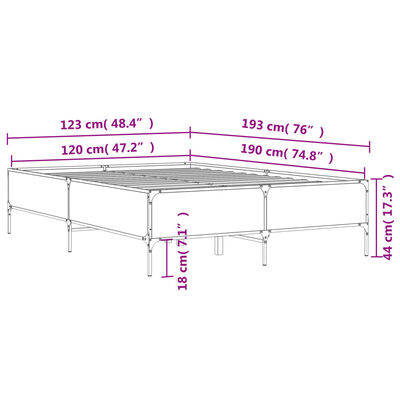 vidaXL Bed Frame without Mattress Smoked Oak 120x190 cm Small Double