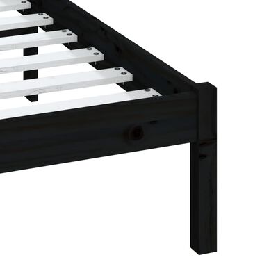 vidaXL Bed Frame without Mattress Black King Size Solid Wood