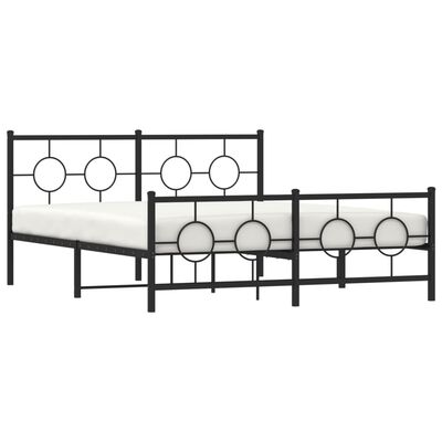 vidaXL Metal Bed Frame without Mattress with Footboard Black 150x200 cm King Size