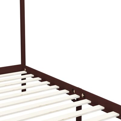 vidaXL Canopy Bed Frame without Mattress Dark Brown Solid Wood 120x200 cm