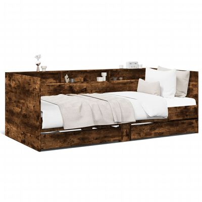 vidaXL Daybed with Drawers Smoked Oak 90x190 cm Engineered Wood