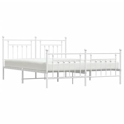 vidaXL Metal Bed Frame without Mattress with Footboard White 183x213 cm