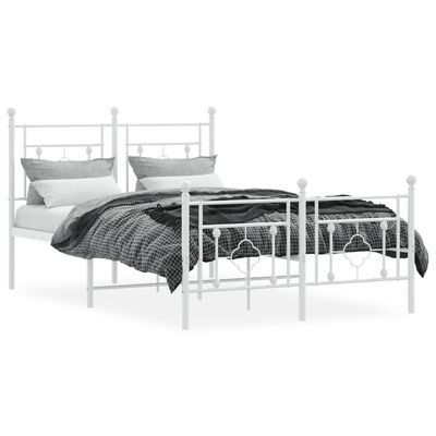 vidaXL Metal Bed Frame without Mattress with Footboard White 120x200 cm