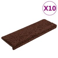 vidaXL Stair Mats 10 pcs 65x21x4 cm Brown