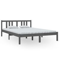 vidaXL Bed Frame without Mattress Grey Solid Wood 140x200 cm