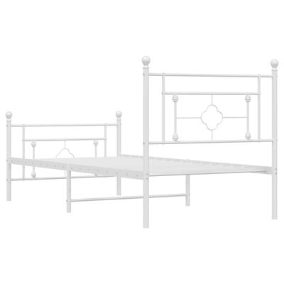 vidaXL Metal Bed Frame without Mattress with Footboard White 90x200 cm