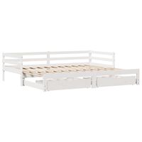 vidaXL Daybed with Trundle and Drawers without Mattress White 90x190 cm Single