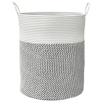 vidaXL Storage Basket Grey and White Ø38x46 cm Cotton