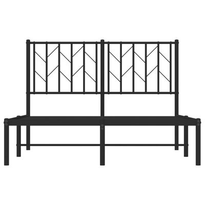 vidaXL Metal Bed Frame without Mattress with Headboard Black 120x190 cm Small Double