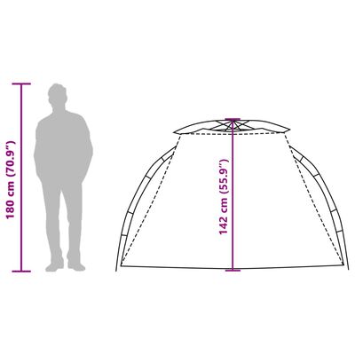 vidaXL Beach Tent 2-Person Grey Quick Release Waterproof