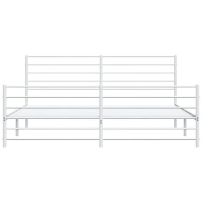 vidaXL Metal Bed Frame without Mattress with Footboard White 180x200 cm Super King