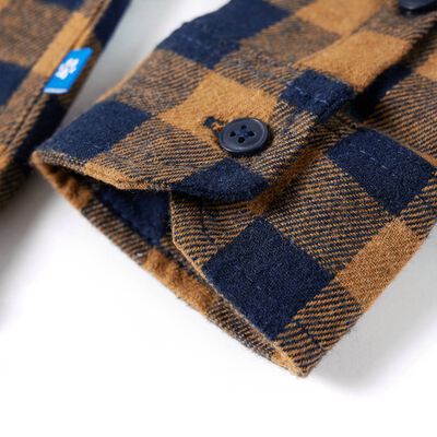 Kids' Plaid Shirt Cognac and Blue 140