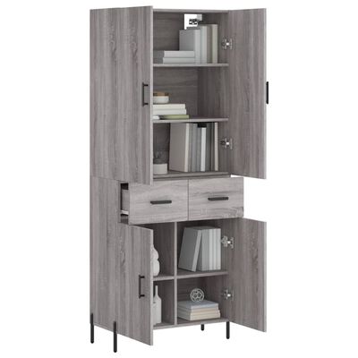 vidaXL Highboard Grey Sonoma 69.5x34x180 cm Engineered Wood