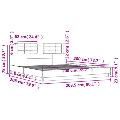 vidaXL Bed Frame without Mattress Sonoma Oak 200x200 cm