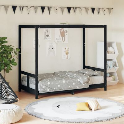 vidaXL Kids Bed Frame Black 80x160 cm Solid Wood Pine