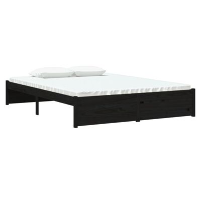 vidaXL Bed Frame without Mattress Black Solid Wood 135x190 cm Double