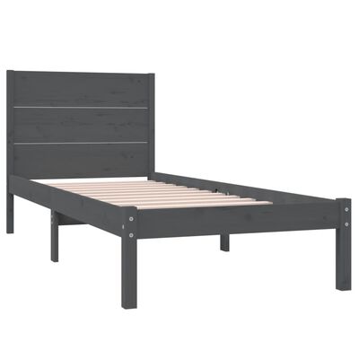 vidaXL Bed Frame without Mattress Grey 90x200 cm Solid Wood Pine