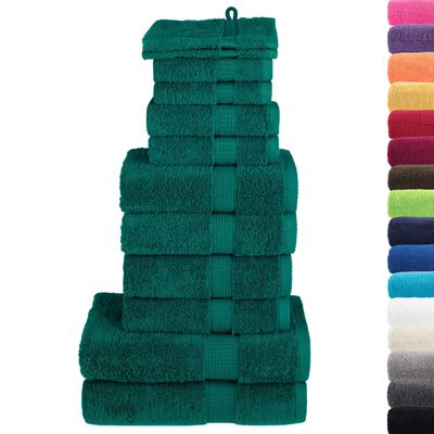 vidaXL 12 Piece Premium Towel Set SOLUND Green 600 gsm