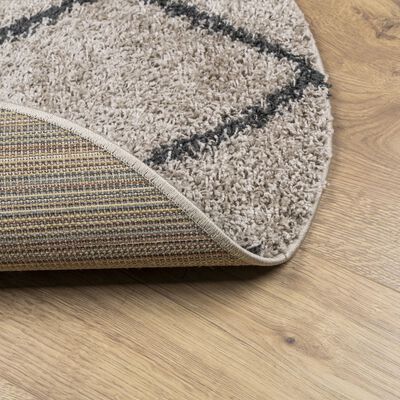 vidaXL Shaggy Rug PAMPLONA High Pile Modern Beige and Anthracite Ø 200 cm