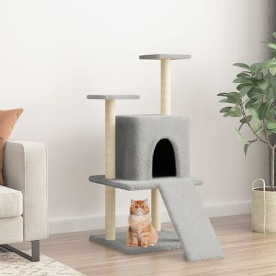 vidaXL Cat Tree with Sisal Scratching Posts Light Grey 110 cm