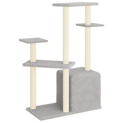 vidaXL Cat Tree with Sisal Scratching Posts Light Grey 107.5 cm