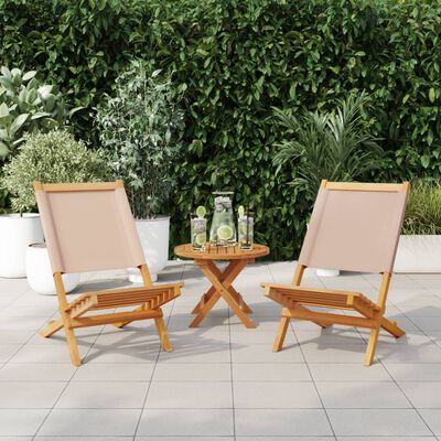 vidaXL Garden Chairs 2 pcs Taupe Solid Wood Acacia and Fabric