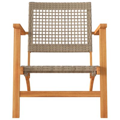 vidaXL Garden Chairs 2 pcs Beige Poly Rattan and Acacia Wood