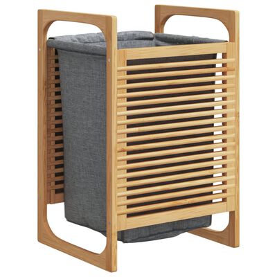 vidaXL Laundry Basket with Grey Bag 32x30x36.5 cm Bamboo