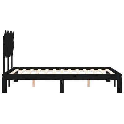 vidaXL Bed Frame without Mattress Black Double Solid Wood Pine