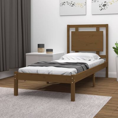 vidaXL Bed Frame without Mattress Honey Brown 75x190 cm Small Single Solid Wood