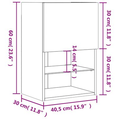 vidaXL TV Cabinet with LED Lights Smoked Oak 40.5x30x60 cm