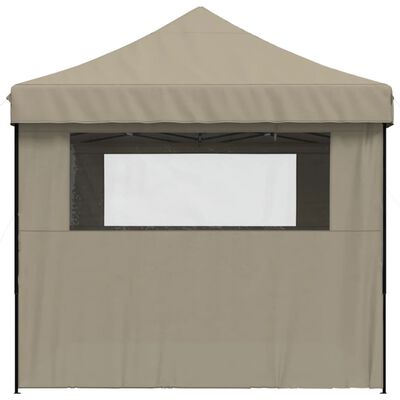 vidaXL Foldable Party Tent Pop-Up with 4 Sidewalls Taupe