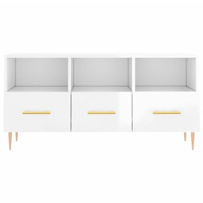 vidaXL TV Cabinet High Gloss White 102x36x50 cm Engineered Wood