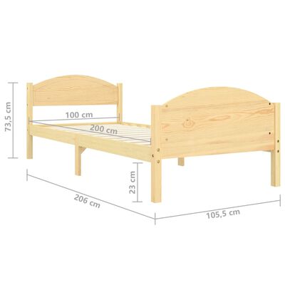 vidaXL Bed Frame without Mattress Solid Pine Wood 100x200 cm