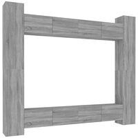 vidaXL 8 Piece TV Cabinet Set Grey Sonoma Engineered Wood